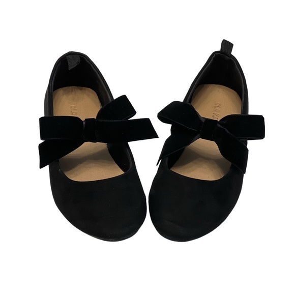 Old Navy Black Kids Faux Suede Dress Shoes with Velvet Bow Straps | Girls 11T - Picture 6 of 6